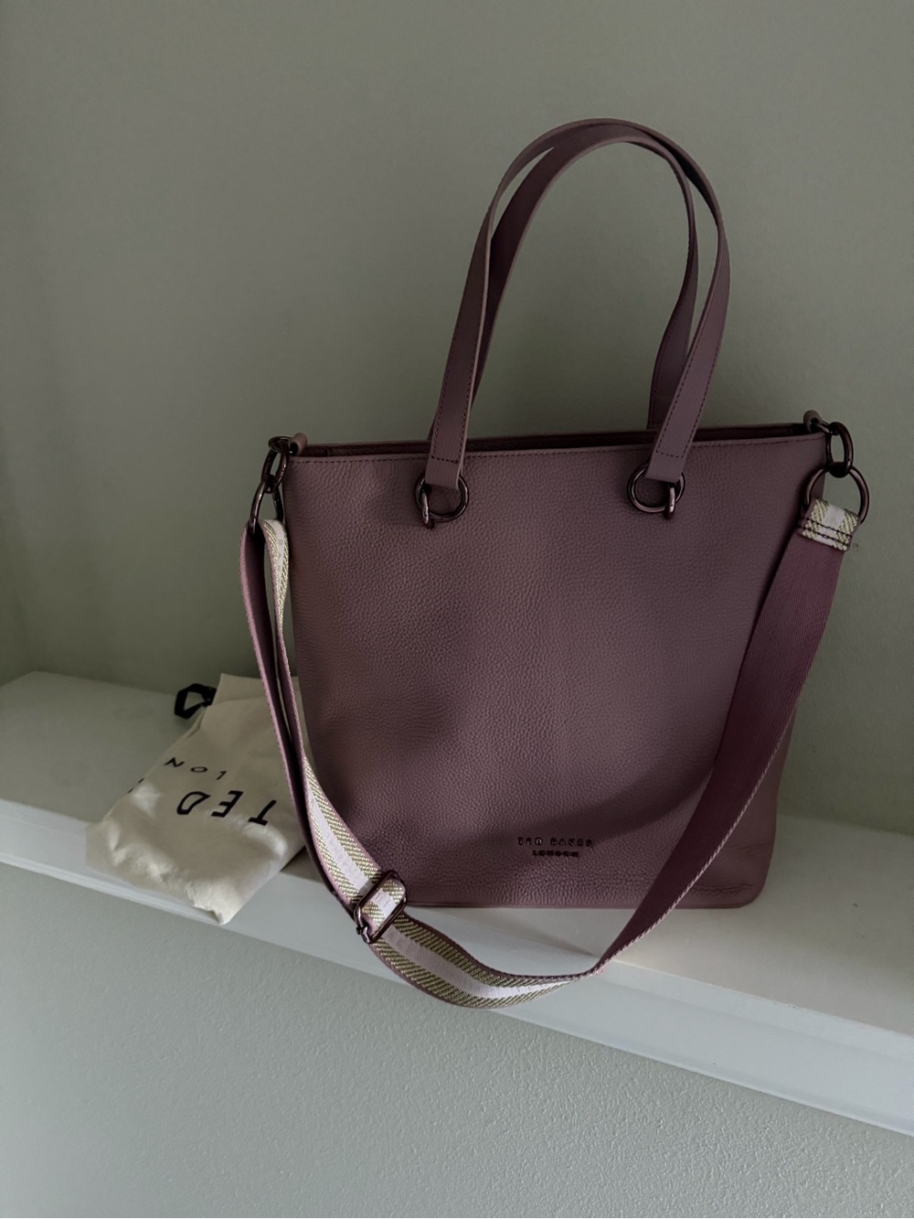 New Ted Baker Leather Shoulder Tote with Detachable Strap